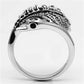 MA3W258 - Rhodium Brass Ring with Top Grade Crystal  in Black Diamond