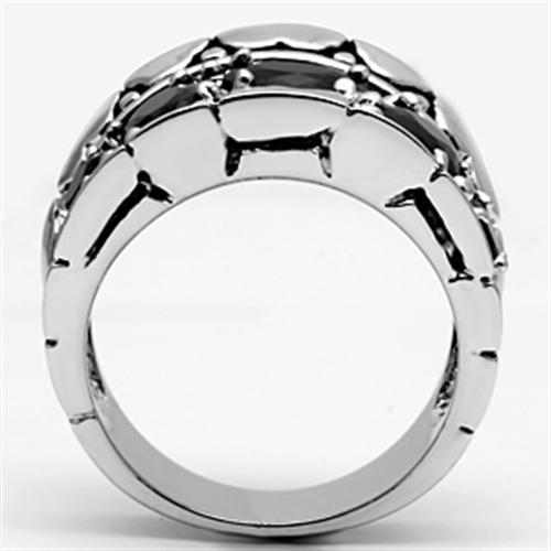 MA3W262 - Rhodium Brass Ring with AAA Grade CZ  in Black Diamond