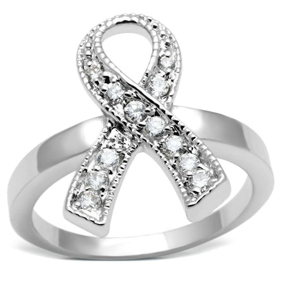 MA3W263 - Rhodium Brass Ring with AAA Grade CZ  in Clear