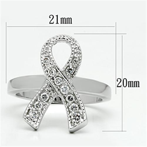 MA3W263 - Rhodium Brass Ring with AAA Grade CZ  in Clear