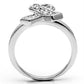 MA3W263 - Rhodium Brass Ring with AAA Grade CZ  in Clear