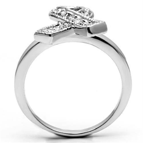 MA3W263 - Rhodium Brass Ring with AAA Grade CZ  in Clear