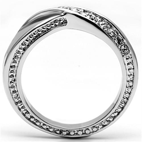 MA3W264 - Rhodium Brass Ring with Top Grade Crystal  in Clear