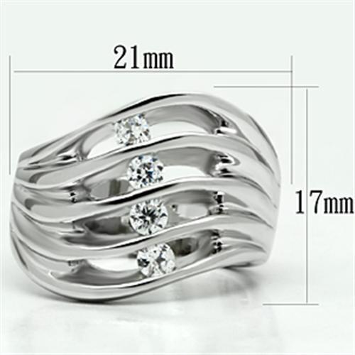 MA3W265 - Rhodium Brass Ring with AAA Grade CZ  in Clear
