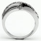 MA3W267 - Rhodium Brass Ring with AAA Grade CZ  in Clear