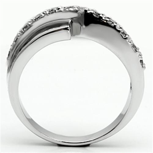MA3W267 - Rhodium Brass Ring with AAA Grade CZ  in Clear