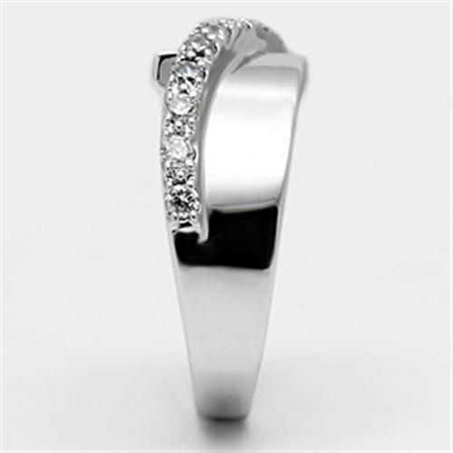 MA3W267 - Rhodium Brass Ring with AAA Grade CZ  in Clear