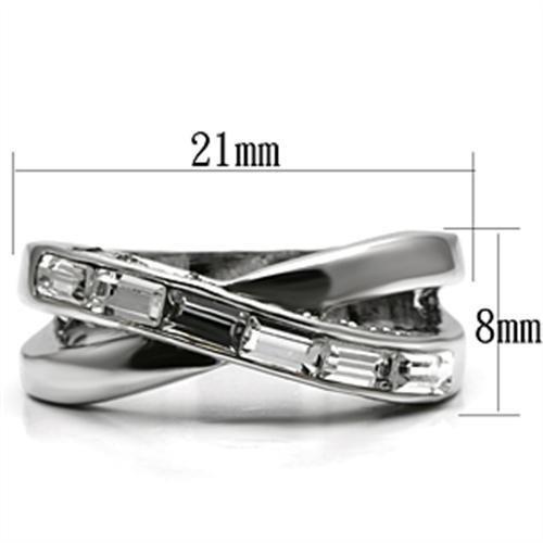 MA3W269 - Rhodium Brass Ring with Top Grade Crystal  in Clear