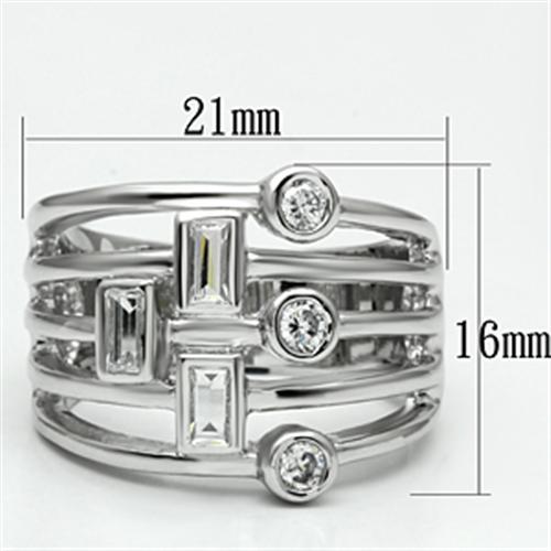 MA3W271 - Rhodium Brass Ring with AAA Grade CZ  in Clear