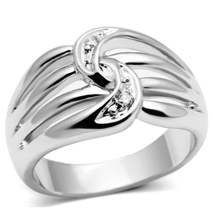 MA3W272 - Rhodium Brass Ring with AAA Grade CZ  in Clear