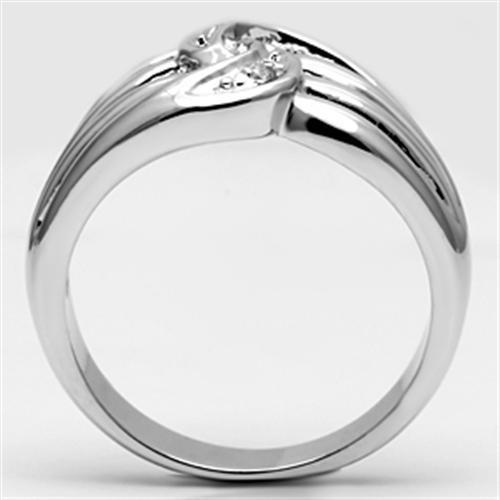 MA3W272 - Rhodium Brass Ring with AAA Grade CZ  in Clear