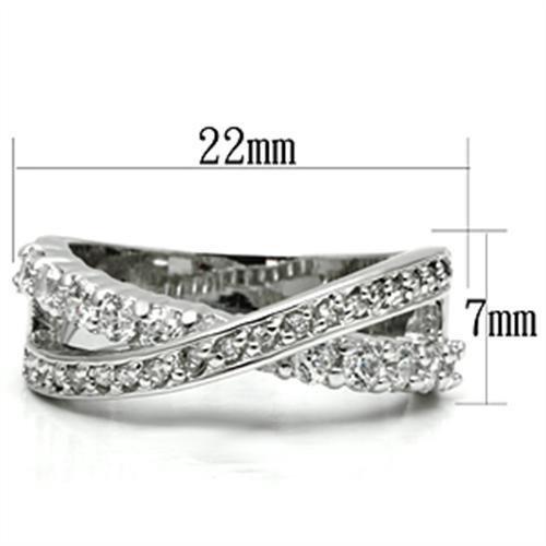 MA3W274 - Rhodium Brass Ring with AAA Grade CZ  in Clear