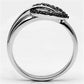 MA3W277 - Rhodium + Ruthenium Brass Ring with AAA Grade CZ  in Black Diamond
