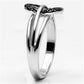 MA3W277 - Rhodium + Ruthenium Brass Ring with AAA Grade CZ  in Black Diamond