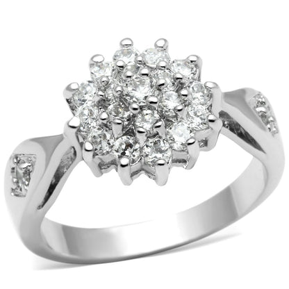 MA3W278 - Rhodium Brass Ring with AAA Grade CZ  in Clear