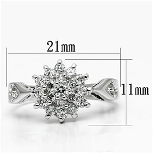 MA3W278 - Rhodium Brass Ring with AAA Grade CZ  in Clear