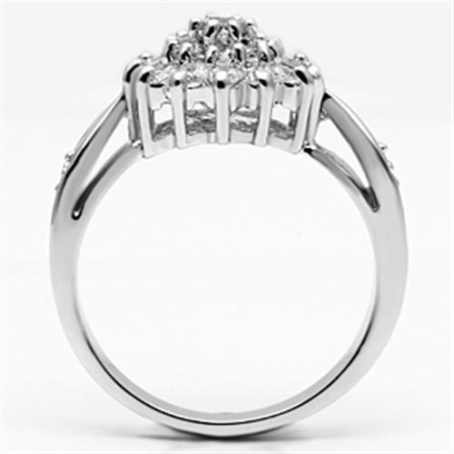 MA3W278 - Rhodium Brass Ring with AAA Grade CZ  in Clear