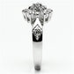 MA3W278 - Rhodium Brass Ring with AAA Grade CZ  in Clear