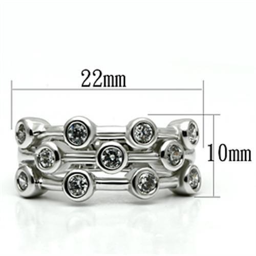 MA3W280 - Rhodium Brass Ring with AAA Grade CZ  in Clear