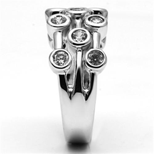MA3W280 - Rhodium Brass Ring with AAA Grade CZ  in Clear