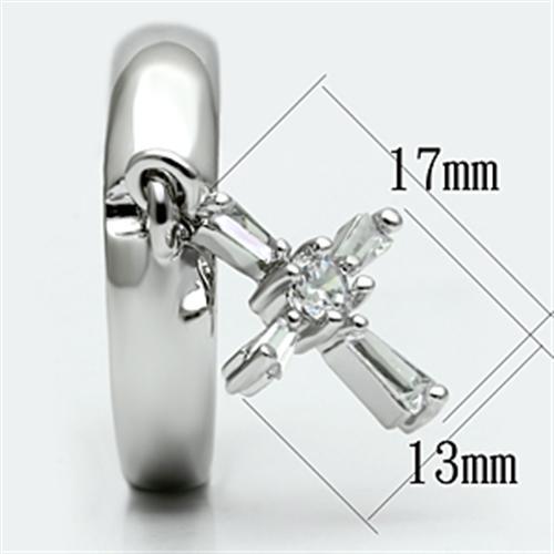 MA3W283 - Rhodium Brass Ring with AAA Grade CZ  in Clear