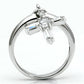 MA3W283 - Rhodium Brass Ring with AAA Grade CZ  in Clear