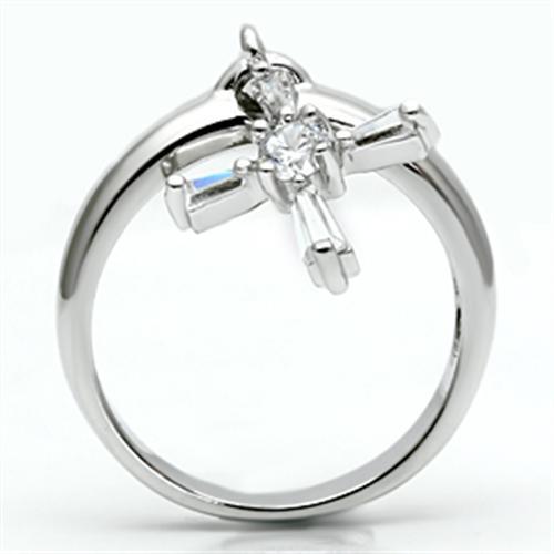 MA3W283 - Rhodium Brass Ring with AAA Grade CZ  in Clear
