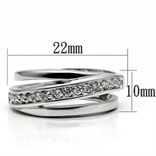 MA3W284 - Rhodium Brass Ring with AAA Grade CZ  in Clear