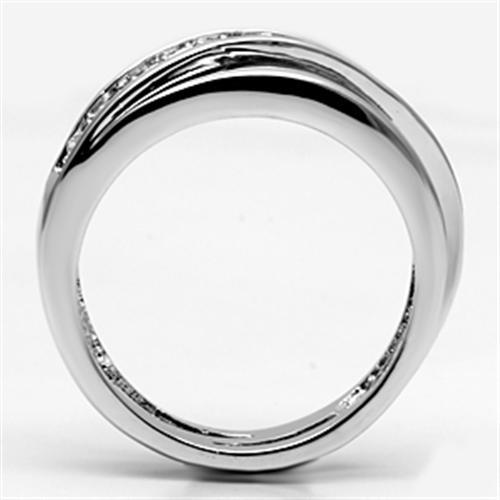 MA3W284 - Rhodium Brass Ring with AAA Grade CZ  in Clear