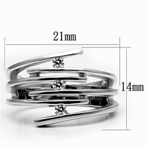 MA3W285 - Rhodium Brass Ring with AAA Grade CZ  in Clear