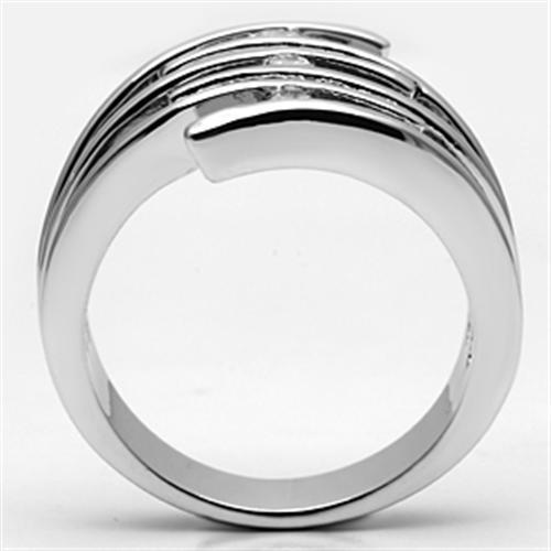 MA3W285 - Rhodium Brass Ring with AAA Grade CZ  in Clear