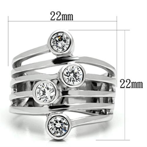 MA3W286 - Rhodium Brass Ring with AAA Grade CZ  in Clear