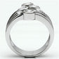 MA3W286 - Rhodium Brass Ring with AAA Grade CZ  in Clear