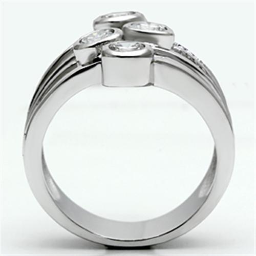 MA3W286 - Rhodium Brass Ring with AAA Grade CZ  in Clear