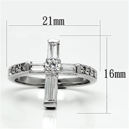 MA3W288 - Rhodium Brass Ring with AAA Grade CZ  in Clear