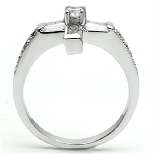 MA3W288 - Rhodium Brass Ring with AAA Grade CZ  in Clear