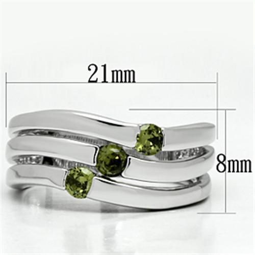 MA3W289 - Rhodium Brass Ring with AAA Grade CZ  in Olivine color