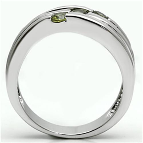 MA3W289 - Rhodium Brass Ring with AAA Grade CZ  in Olivine color