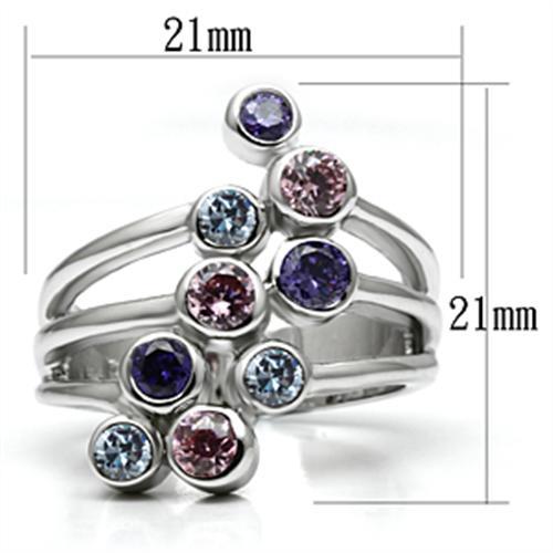 MALorna Cocktail Ring - Rhodium Brass, AAA CZ , Multi Color - 3W290