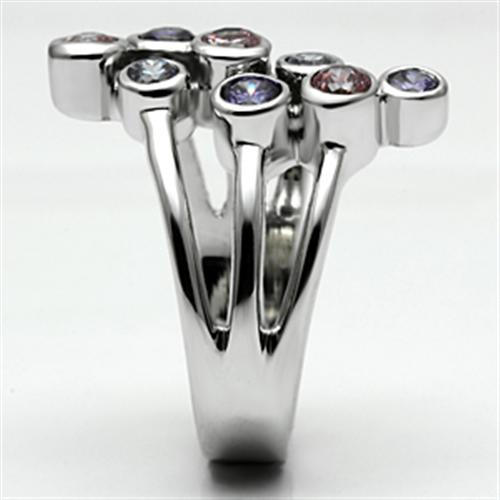 MALorna Cocktail Ring - Rhodium Brass, AAA CZ , Multi Color - 3W290