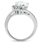MA3W292 - Rhodium Brass Ring with AAA Grade CZ  in Clear