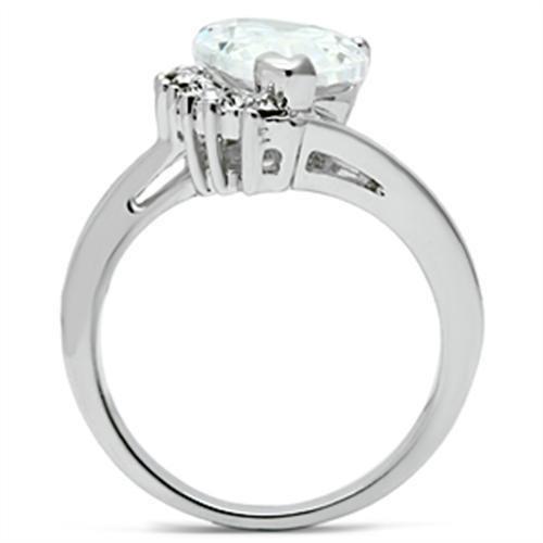 MA3W292 - Rhodium Brass Ring with AAA Grade CZ  in Clear