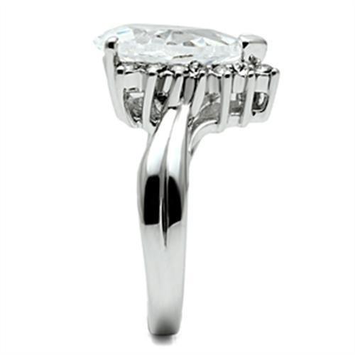 MA3W292 - Rhodium Brass Ring with AAA Grade CZ  in Clear