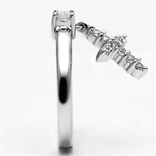 MA3W293 - Rhodium Brass Ring with AAA Grade CZ  in Clear