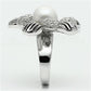 MA3W294 - Rhodium Brass Ring with Synthetic Pearl in White
