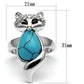 MA3W295 - Rhodium Brass Ring with Synthetic Turquoise in Sea Blue