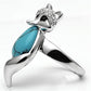 MA3W295 - Rhodium Brass Ring with Synthetic Turquoise in Sea Blue