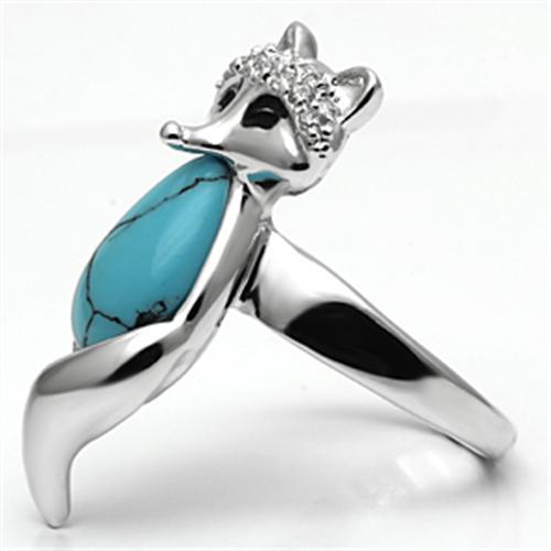 MA3W295 - Rhodium Brass Ring with Synthetic Turquoise in Sea Blue