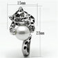 MA3W297 - Rhodium Brass Ring with Synthetic Pearl in White