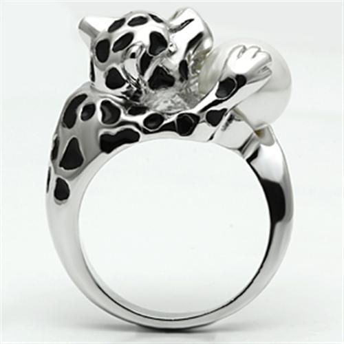 MA3W297 - Rhodium Brass Ring with Synthetic Pearl in White